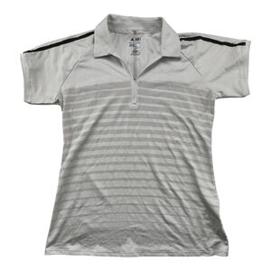 Adidas White Golf Polo Shirt Women M Striped Performance Climalite
